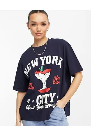 ASOS T-shirt pesante oversize con stampa di mela a tema New York