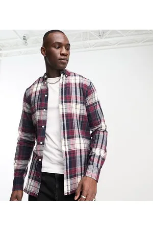 French Connection Tall - Camicia di flanella a maniche lunghe bordeaux a quadri