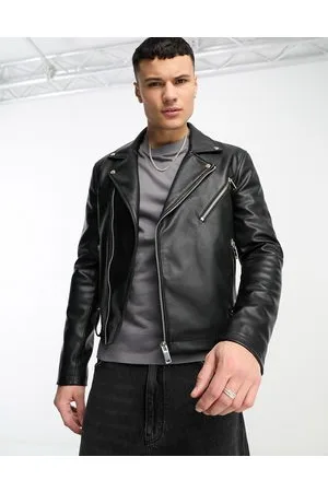 Bolongaro Giacca stile motociclista in pelle sintetica nera