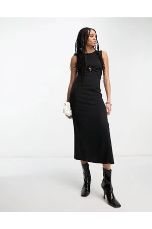 & OTHER STORIES Vestito midi nero con cut-out e dettaglio in metallo