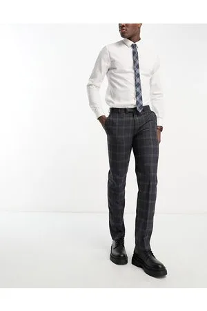 Harry Brown Pantaloni da abito slim grigi a quadri