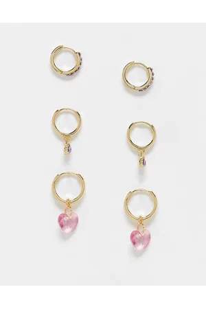 DesignB London Donna Orecchini a cerchio - Confezioni multipack di orecchini a cerchio piccoli color oro e rosa