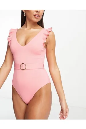 New Look Costume da bagno con cintura e maniche con volant