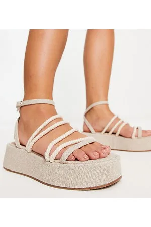 ASOS Tabi - Sandali flatform a pianta larga in corda colore naturale
