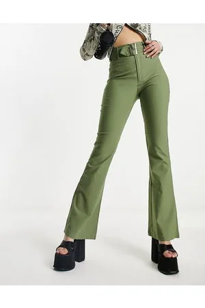 Daisy Street Pantaloni a vita alta con cintura in bengalina salvia in coordinato