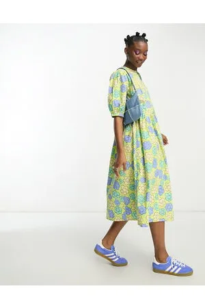 Native Youth Vestito grembiule midi multicolore con stampa a fiori