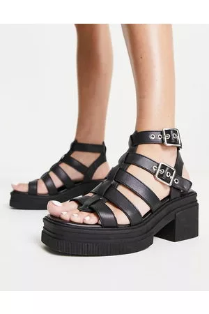 ASOS Highway - Sandali neri con suola spessa e tacco medio