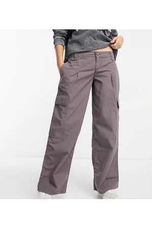 ASOS ASOS DESIGN Petite - Pantaloni cargo a vita bassa grigi