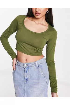 Daisy Street Confezione da 2 crop top a maniche lunghe con scollo rotondo