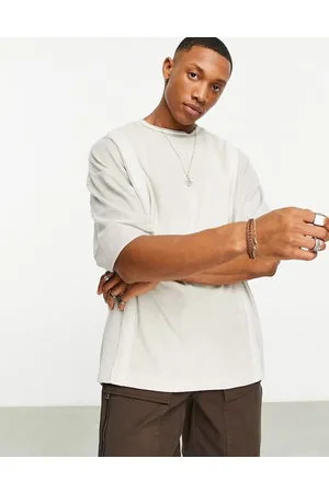 ASOS T-shirt oversize in spugna beige color block