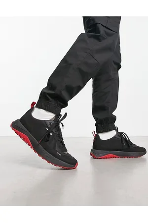 HUGO BOSS Uomo Sneakers - Kane Runn - Sneakers nere con suola rossa