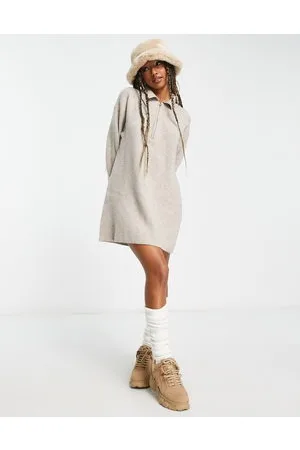 Weekday Nicki Pike - Vestito midi in maglia color crema