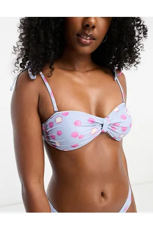 Pieces Donna Bikini - Top bikini a fascia con stampa di conchiglie