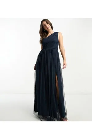 ANAYA Vestito lungo per damigella monospalla in tulle color