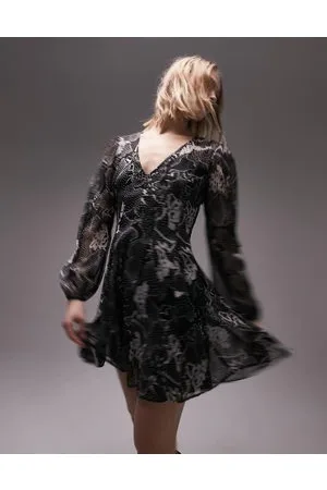Topshop Vestito corto monocromatico con gonna godet