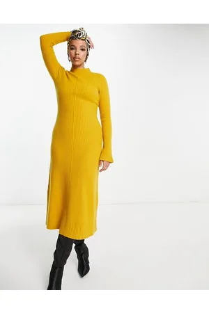 & OTHER STORIES Vestito midi in maglia color senape