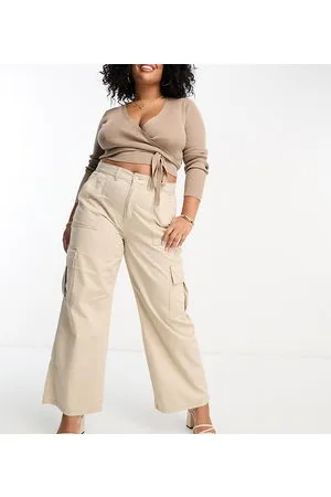 Simply Be Pantaloni cargo a fondo ampio color cammello