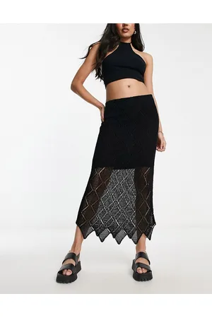 & OTHER STORIES Gonna midi in maglia traforata nera