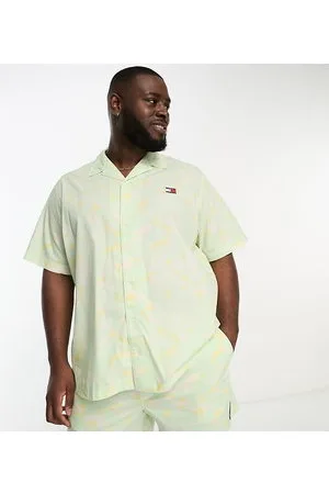 Tommy Hilfiger Big and Tall - Camicia gialla con grafica mimetica in coordinato