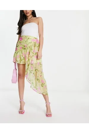 ASOS Gonna midi a fiori con dettaglio raccolto laterale