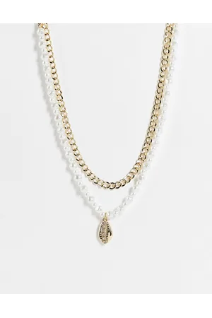 River Island Donna Collane - Confezione da 2 collane color e con perle sintetiche con conchiglia