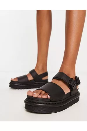 Dr. Martens Voss - Sandali chunky bassi in pelle nera