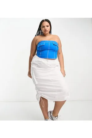 ASOS ASOS DESIGN Curve - Gonna lunga stile cargo bianca con arricciatura sul lato