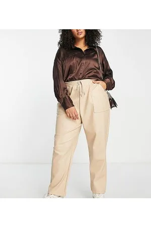 ASOS ASOS DESIGN Curve - Joggers in pelle sintetica color fungo
