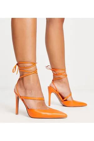 ASOS Donna Tacchi a spillo - Pride - Scarpe con tacco alto arancioni allacciate alla caviglia a pianta larga