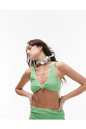 Topshop Mix and Match - Top bikini stropicciato con nodo sul davanti