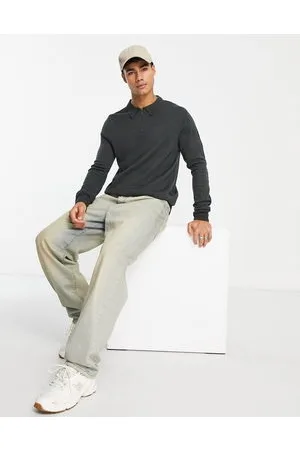 Soul Star Soulstar - Polo attillata in maglia con zip corta color antracite