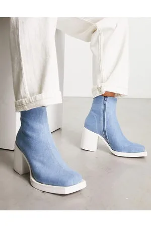 ASOS Stivaletti con tacco denim con suola bianca