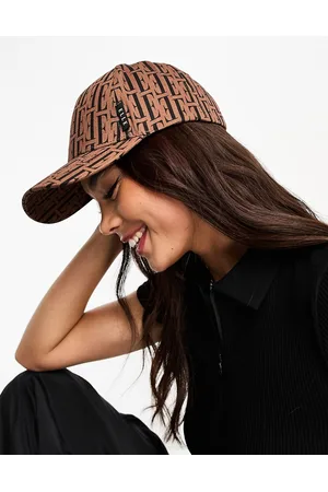 Elle Donna Cappelli - Cappello con visiera e logo ripetuto color nero e cuoio