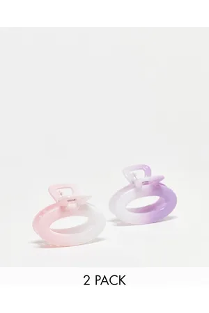 DesignB London Confezione da 2 fermagli per capelli ovali rosa e lilla sfumati