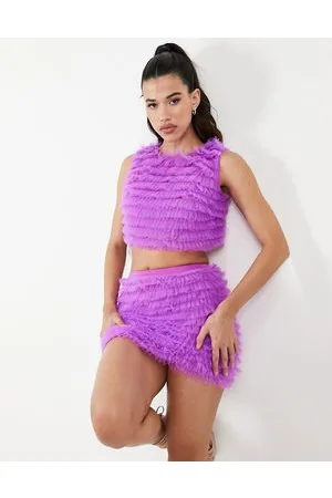 Jaded Rose Crop top senza maniche in rete con volant in coordinato