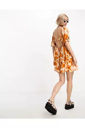 Bolongaro Take Me Away - Vestito grembiule corto color ruggine tie-dye