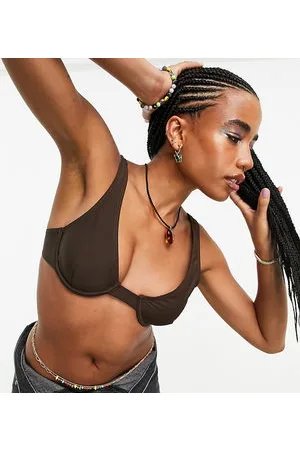 COLLUSION Top bikini con ferretto marrone