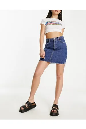 Wrangler Mom skirt a vita alta in denim medio