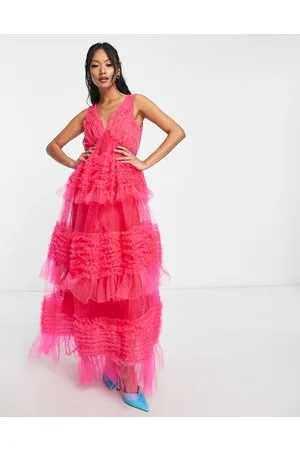Amy Lynn Honor - Vestito lungo a balze in tulle vivo