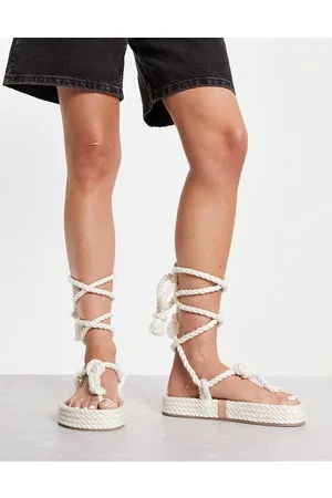 ASOS Jetsetter - Espadrilles premium in corda neutre allacciate alla caviglia