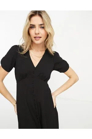 New Look Vestito da giorno midi nero con bottoni