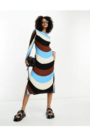 River Island Vestito midi a colonna acceso a righe