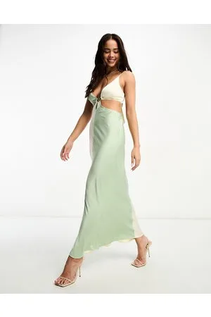 The Frolic Vestito midi a canottiera color block pastello con dettaglio ad anello