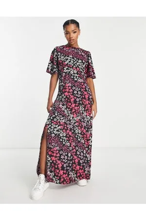 Influence Vestito da giorno lungo con stampa a fiori mista e manica con volant