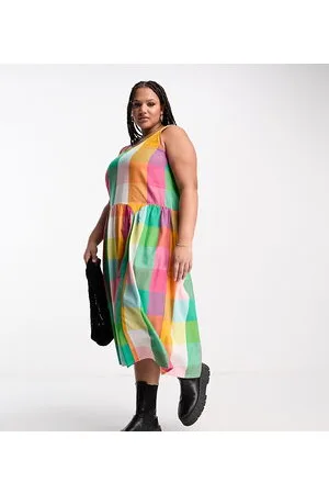 Native Youth Vestito a trapezio con gonna al polpaccio a quadretti oversize