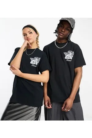 COLLUSION Unisex - T-shirt nera con stampa “Bored”