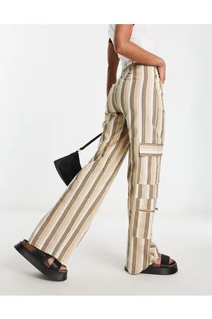 Daisy Street Pantaloni cargo anni Y2K in lino a righe