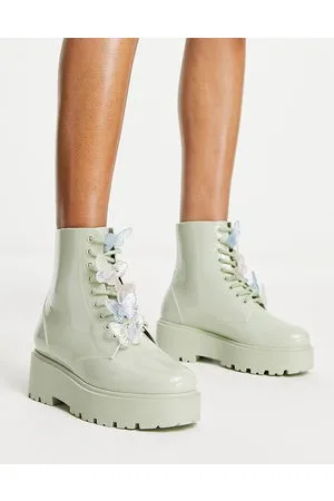 ASOS Guava - Stivali da pioggia stringati menta con farfalle