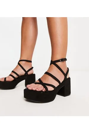 ASOS Hoxton - Sandali a pianta larga con plateau medio e suola spessa neri