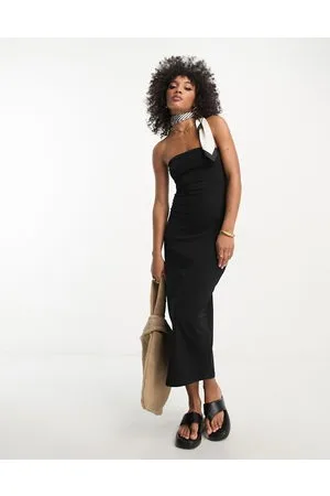 ASOS Vestito midi fasciante nero a fascia